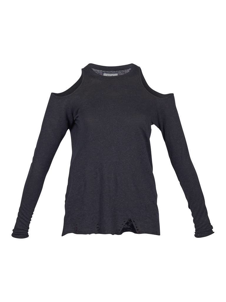 Zoe Karssen Destroyed cut long sleeve zwart