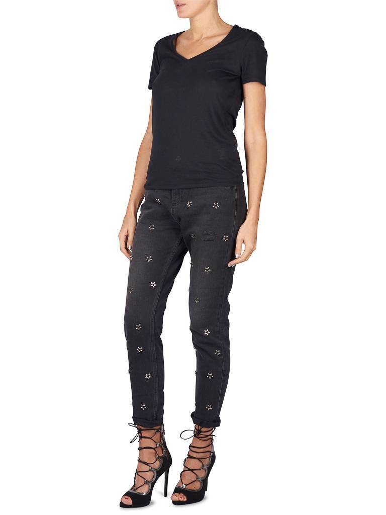 Zoe Karssen V-Ausschnitt T-Shirt schwarz
