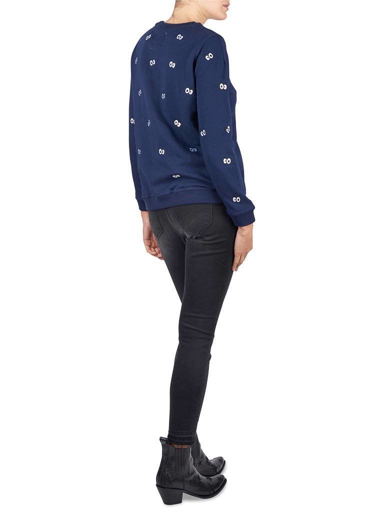 Zoe Karssen Cartoon eyes trui donkerblauw