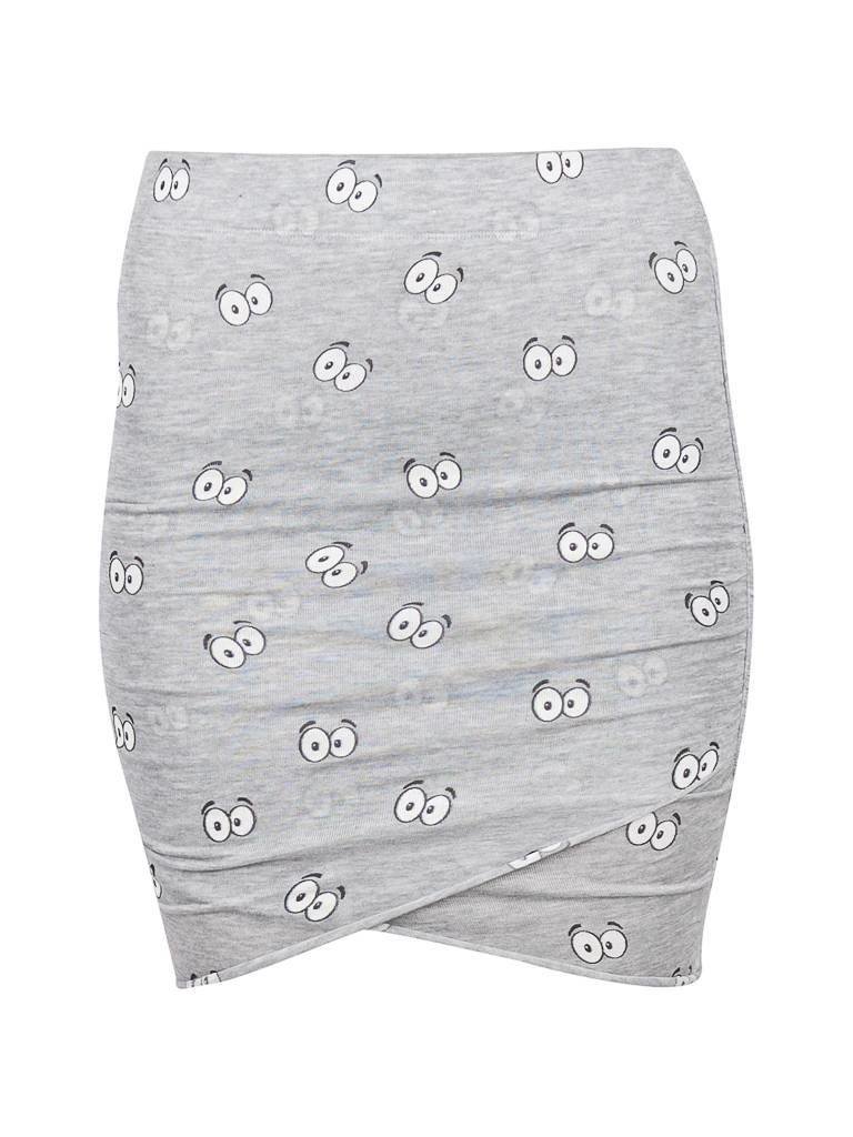 Zoe Karssen Cartoon eyes all over skirt grey