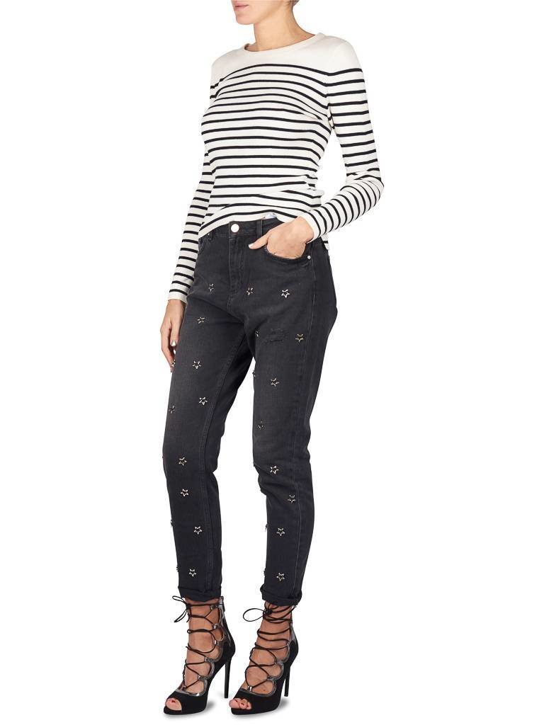 SET Pullover striped white-black