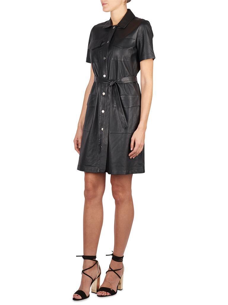 SET Leren blousejurk zwart