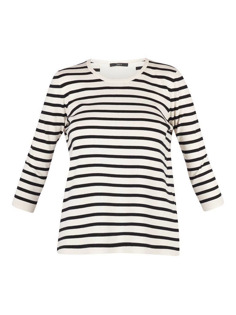 SET Pullover gestreept met see through