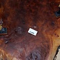 Camphor burl table, slab approx. 750 x 500 x 60 mm, height 60 cm, 11409