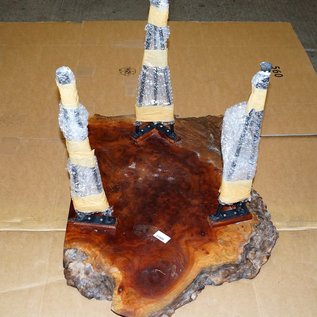 Camphor burl table, slab approx. 750 x 500 x 60 mm, height 60 cm, 11409