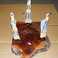 Camphor burl table, slab approx. 750 x 500 x 60 mm, height 60 cm, 11409