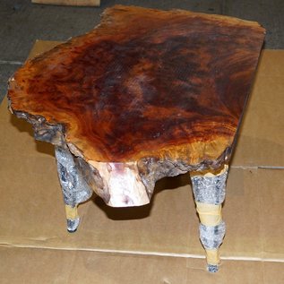 Camphor burl table, slab approx. 750 x 500 x 60 mm, height 60 cm, 11409