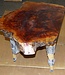 Camphor burl table, slab approx. 750 x 500 x 60 mm, height 60 cm, 11409