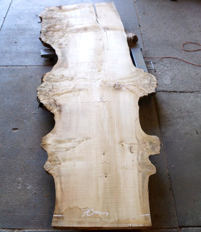 Pappel Maser Tischplatte, ca. 3200 x 970(1270) x 80 mm, 12739