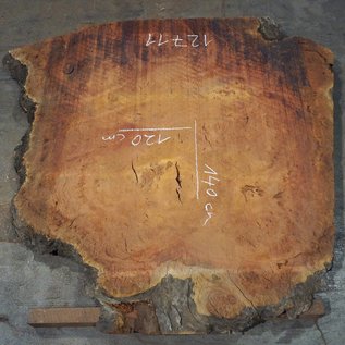 Eucalyptus Maser Tischplatte, ca. 1400 x 1200(1500) x 52 mm, 12711