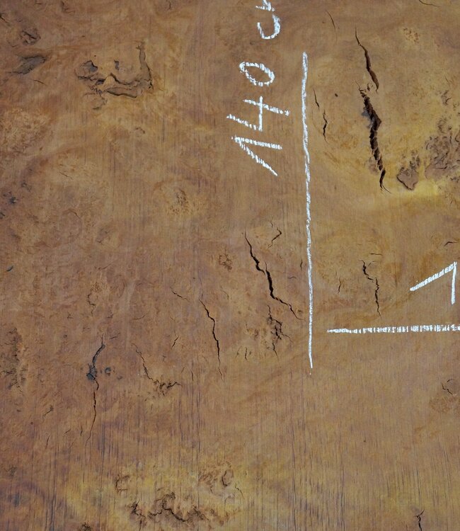 Eucalyptus burl table top, approx. 1400 x 1200(1500) x 52 mm, 12711