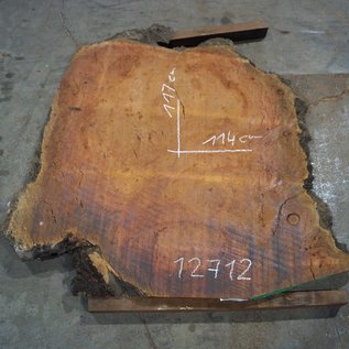 Eucalyptus Maser Tischplatte, ca. 1170 x 1140(1500) x 52 mm, 12712