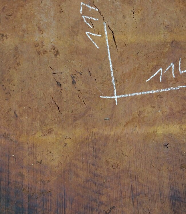 Eucalyptus burl table top, approx. 1170 x 1140(1500) x 52 mm, 12712