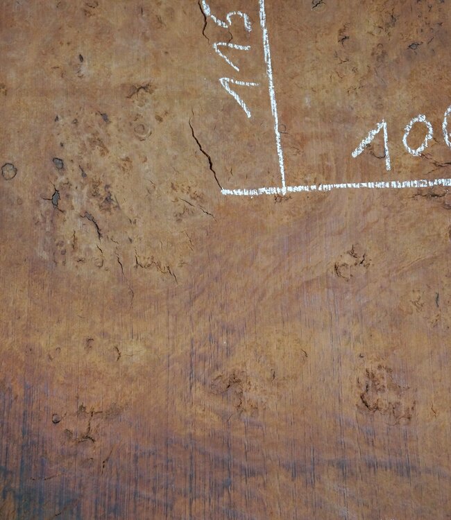 Eucalyptus burl table top, approx. 1150 x 1060(1200) x 52 mm, 12713