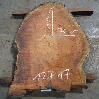 Eucalyptus burl table top, approx. 1040 x 700(1090x820) x 52 mm, 12717