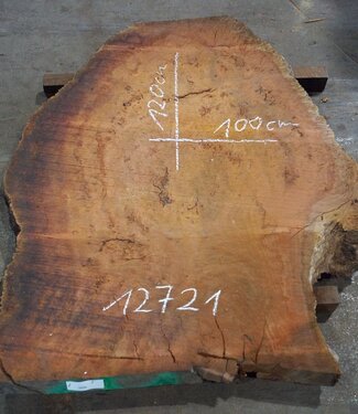 Eucalyptus Maser Tischplatte, ca. 1200 x 1000(1300x1160) x 52 mm, 12721
