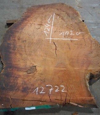Eucalyptus Maser Tischplatte, ca. 1240 x 1020(1340x1200) x 52 mm, 12722
