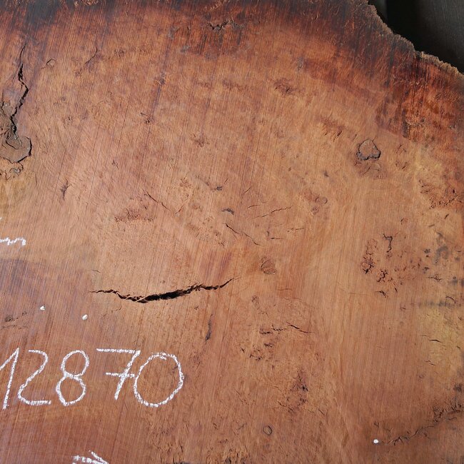 Eucalyptus Burl Table top, approx. 1250 x 1180/720 x 52 mm, 12870