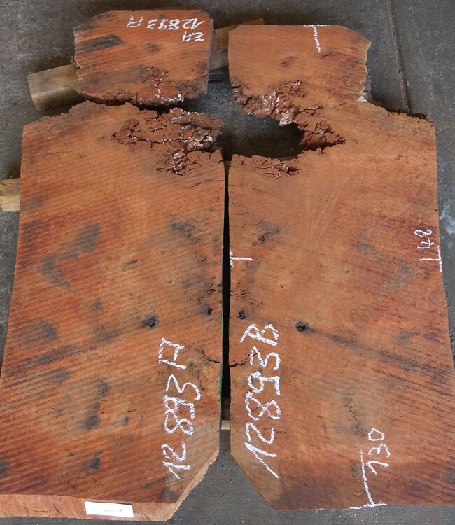 Eukalyptus Maser Tischplatte, ca. 2 x 1300 x 480 x 52 mm, 12893a+b