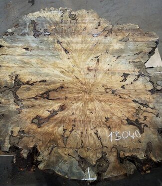 Buckeye Burl table top, approx. 1580(1640) x 1510 x 52 mm, 13040