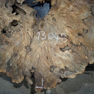 Buckeye Burl table top, approx. 1320(1410) x 1220(1370) x 52 mm, 13048