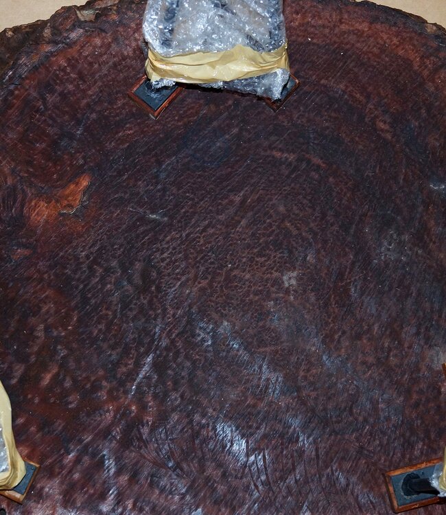 Kampfer Maser Tisch, Platte ca. 650 x 520 x 70 mm, Höhe 60 cm, 11407