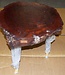 Camphor burl table, slab approx. 650 x 520 x 70 mm, height 60 cm, 11407