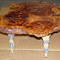 Camphor burl table, slab approx. 700 x 700 x 55 mm, height 60 cm, 11412