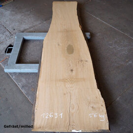 Oak table top, approx. 2600 x 670(800/500) x 65 mm, 12691