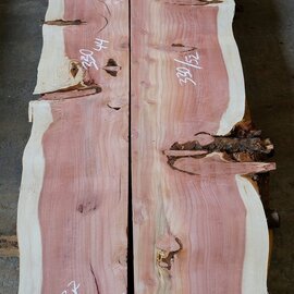 Redwood table top pair, approx. 3300 x 440(530)/520(580) x 65 mm, 13193 a+b