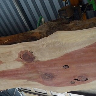 Redwood table top, approx. 2950 x 680(950) x 110 mm, 12911