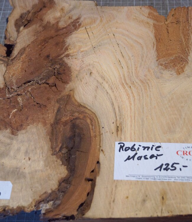Robinia, European Locust Burl approx. 700 x 300 x 50mm, 5,74kg