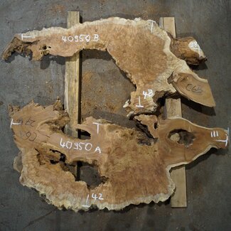Amboina burl A+B, approx.1100 x 420 x 55mm + ca. 980 x 480 x 55mm, 21kg, 40950 a+b