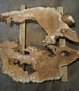 Amboina burl A+B, approx.1100 x 420 x 55mm + ca. 980 x 480 x 55mm, 21kg, 40950 a+b