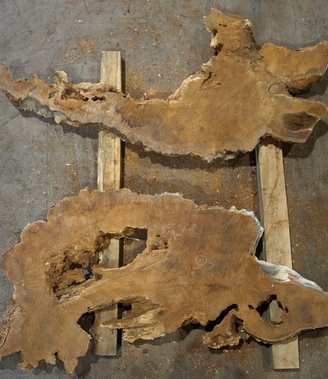 Amboina burl A+B, approx.1100 x 420 x 55mm + ca. 980 x 480 x 55mm, 21kg