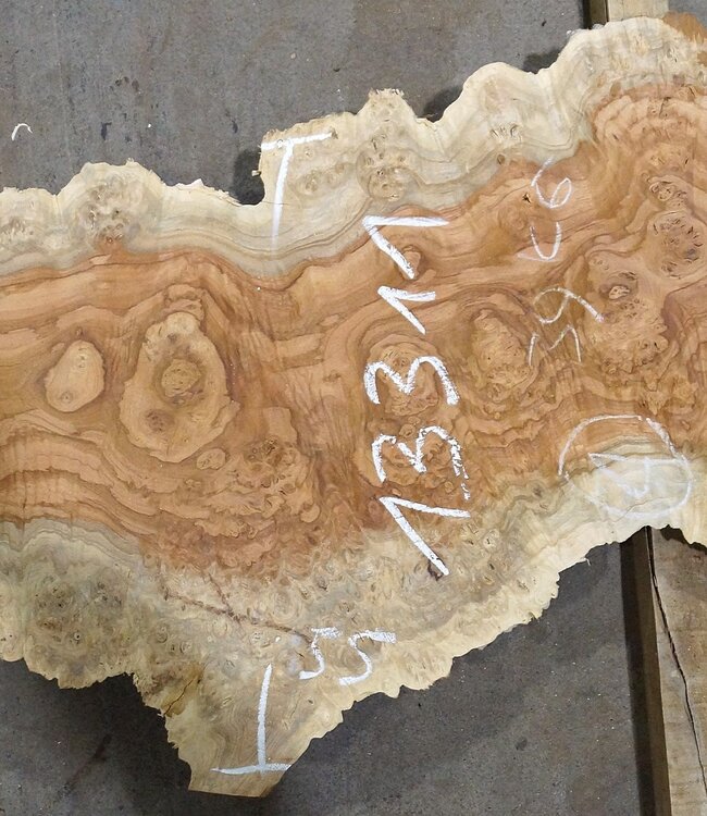 Amboyna burl board, approx. 2800 x 350 x 45 mm, 13311