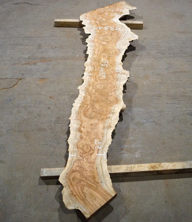 Amboyna burl board, approx. 2800 x 350 x 45 mm, 13311