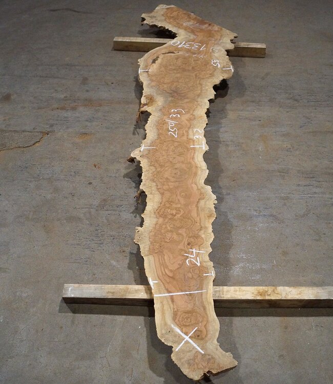 Amboyna burl board, approx. 2500(2800) x 330 x 45 mm, 13310