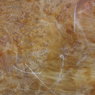 Amboyna burl slab, approx. 700 x 630/550 x 65 mm, 41035