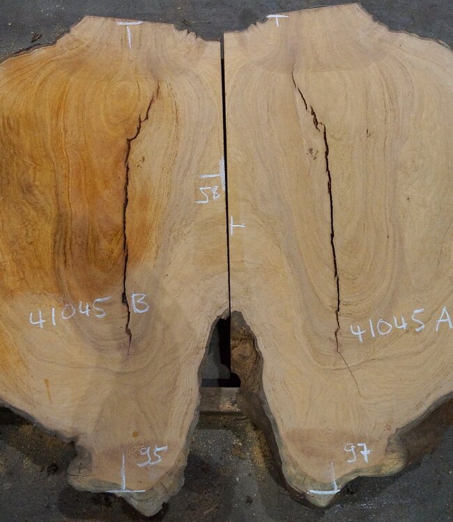 Hymenolobium flavum burl pair, approx. 2 x 970 x 580 x 55 mm, 41045