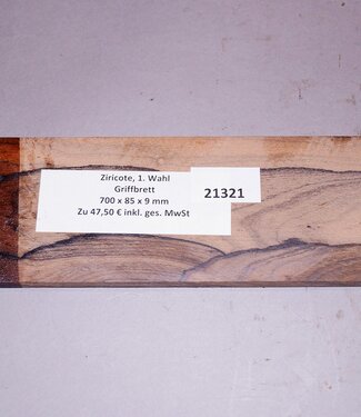 Ziricote Fingerboard, approx. 700 x 850 x 9 mm, 0,6 kg