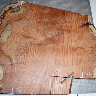 Amboyna burl slab, approx.   780/530 x 920 x 50mm, 29,1kg