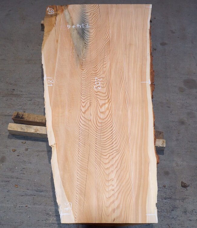 Larch table top, approx. 2030 x 990/810/540 x 70 mm, 13476