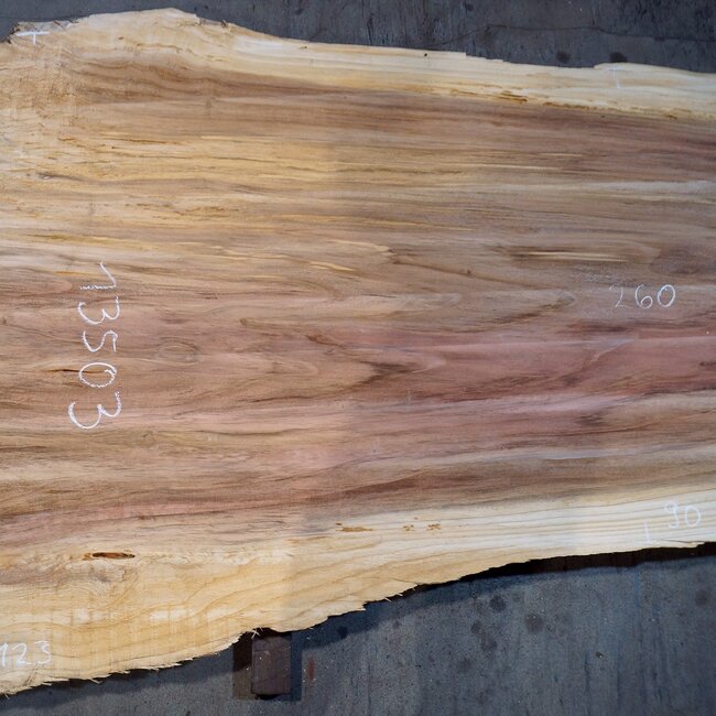 Redwood table top, approx. 2600 x 1230/900/630 x 65 mm, 13503