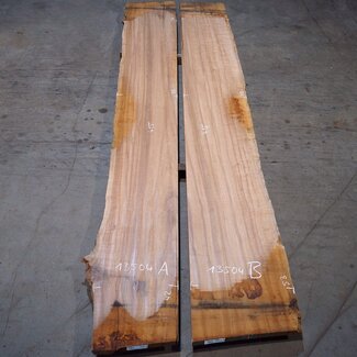 Moabi flamed, taple top pair, approx. 4150 x 520/500 x 45 mm, 13504 a+b