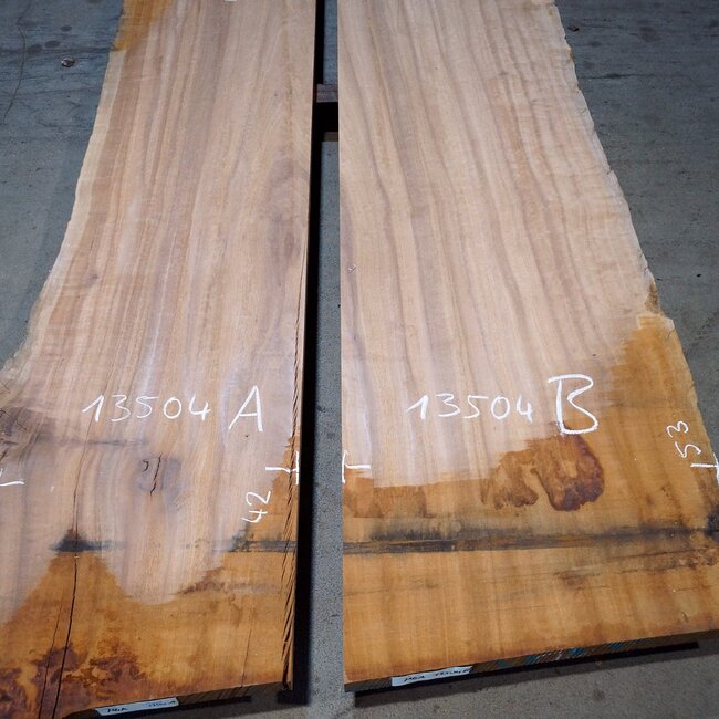 Moabi flamed, taple top pair, approx. 4150 x 520/500 x 45 mm, 13504