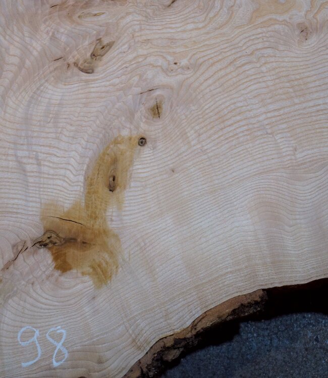 Esche Maser Tischplatte, ca. 2600 x 1000/980/720 x 40-48 mm, 13517