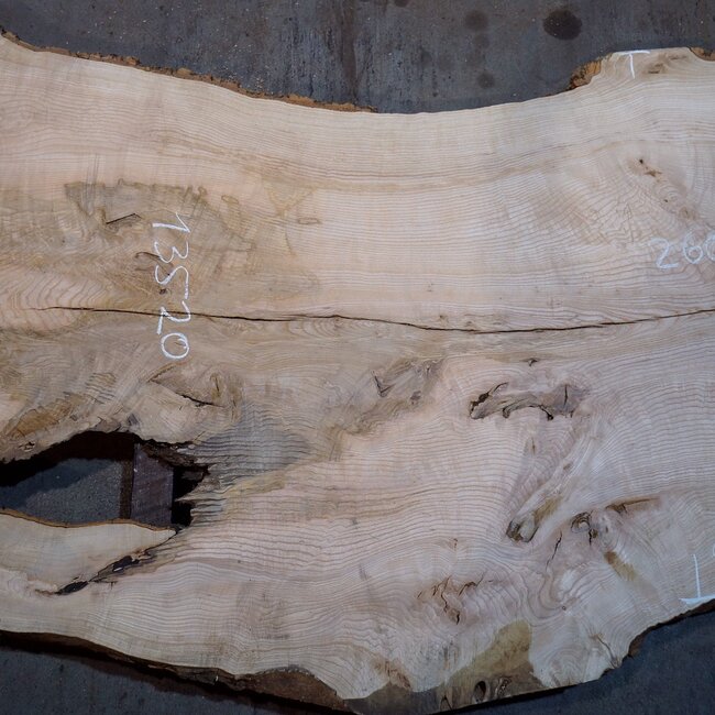 Ash burl table top, approx. 2600 x 1080/950/740 x 40-48 mm, 13520