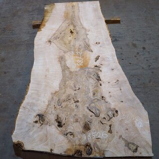 Ash Burl table top, approx. 2000 x 890/740/1190 x 52 mm, 13526