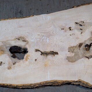 Ash Burl table top, approx. 2000 x 840/690/1030 x 52 mm, 13529